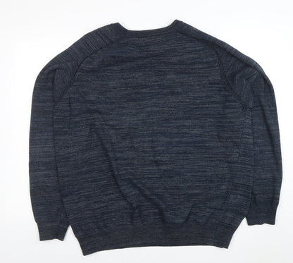 Close-up detail of Easy Men's Blue XL Cotton Blend Crew Neck jumper