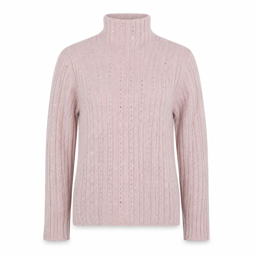 Lipsy London Women’s Pink Roll Neck Beaded Knit Jumper Size 10