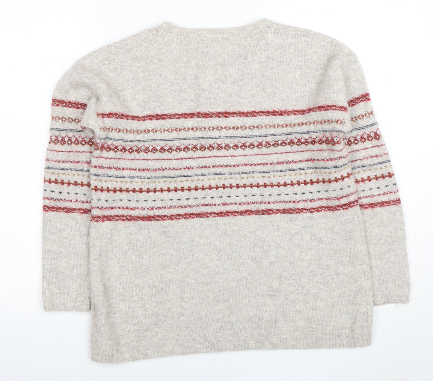 Fat Face Women Beige Fair Isle Wool Blend Jumper Size 10
