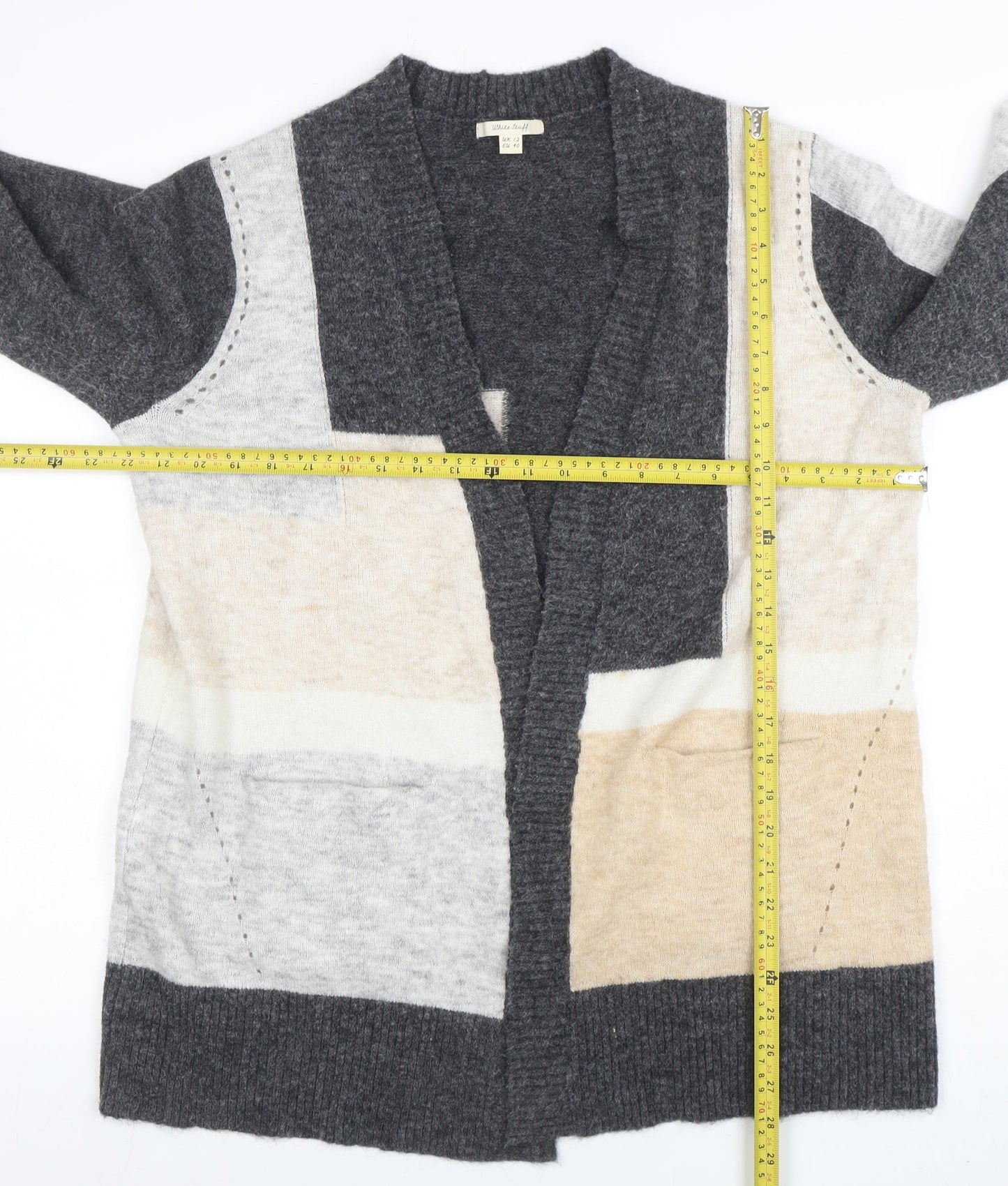 White Stuff Women’s Multicoloured Geometric Knit Cardigan UK 12