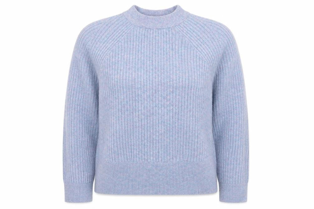 Marks & Spencer Women Blue Acrylic Blend Ribbed Pullover Jumper L