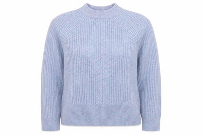 Marks & Spencer Women Blue Acrylic Blend Ribbed Pullover Jumper L