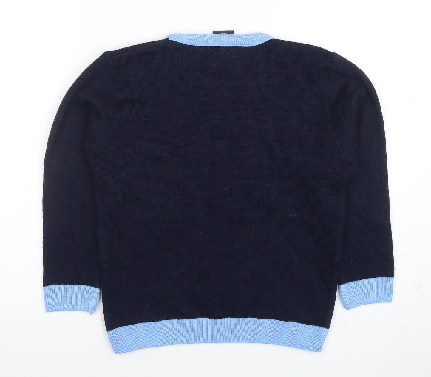 Manchester City Boys Navy Blue Acrylic Crew Neck Jumper 11/12 Years Christmas Design