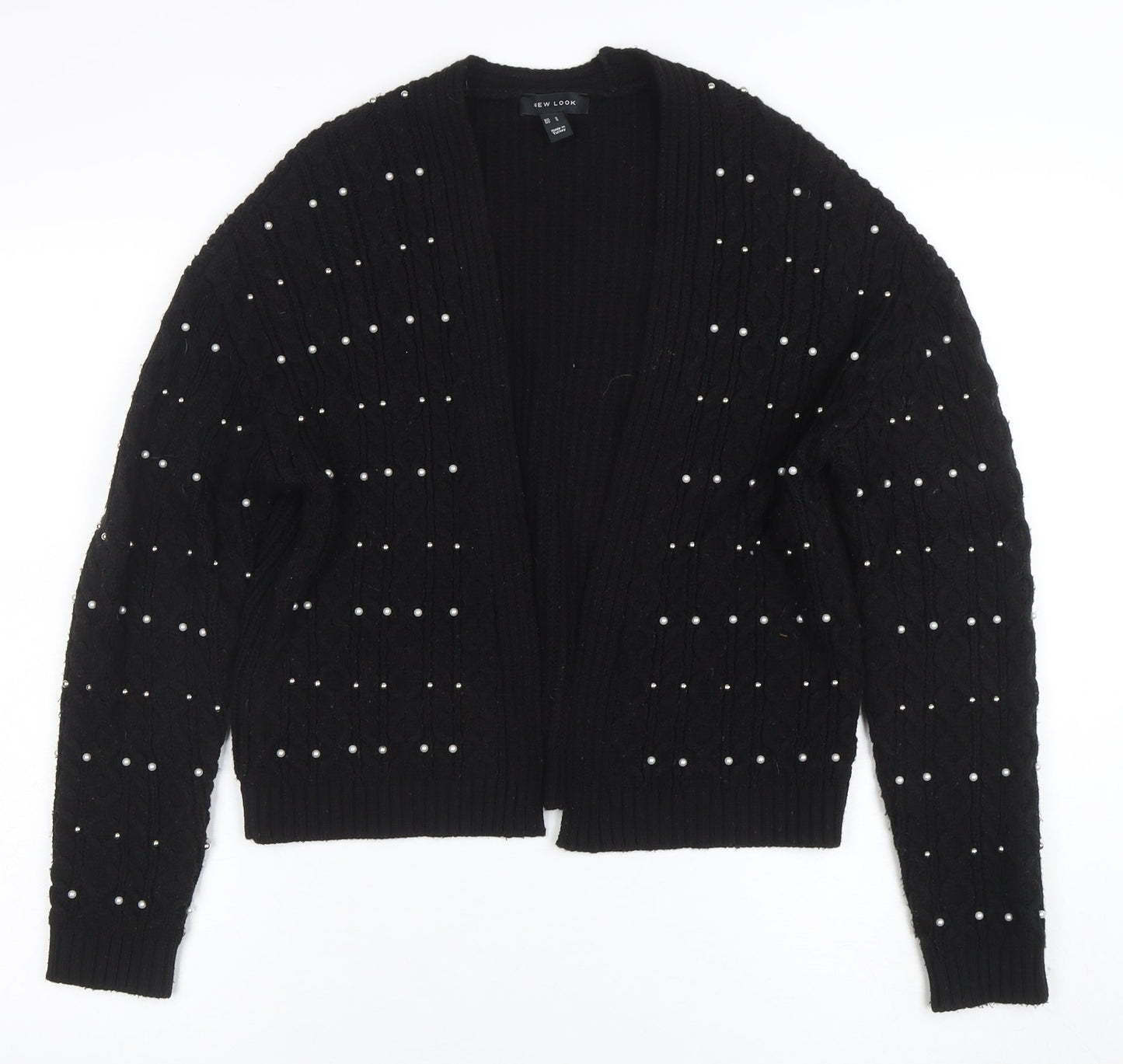 New Look Women's Black Beaded Knit Cardigan Size S