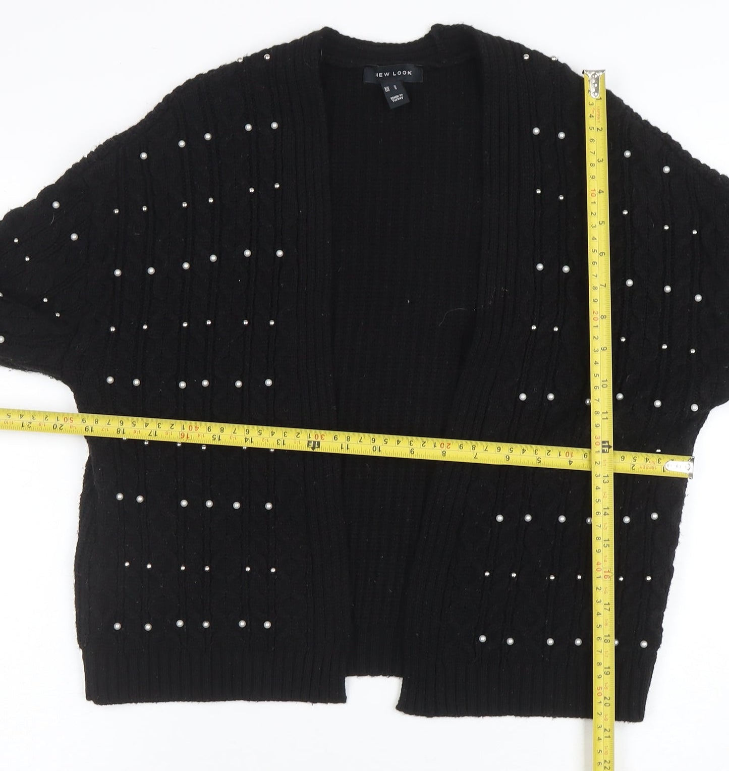 New Look Women's Black Beaded Knit Cardigan Size S