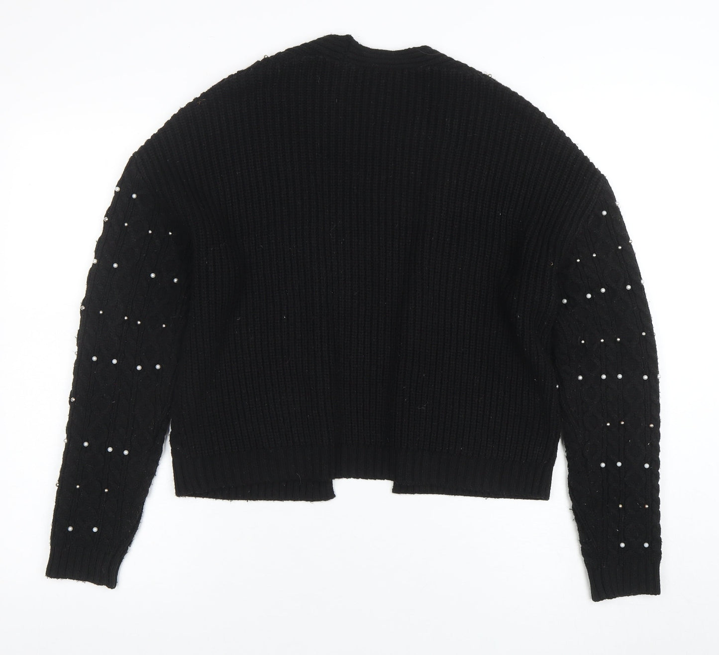 New Look Women's Black Beaded Knit Cardigan Size S