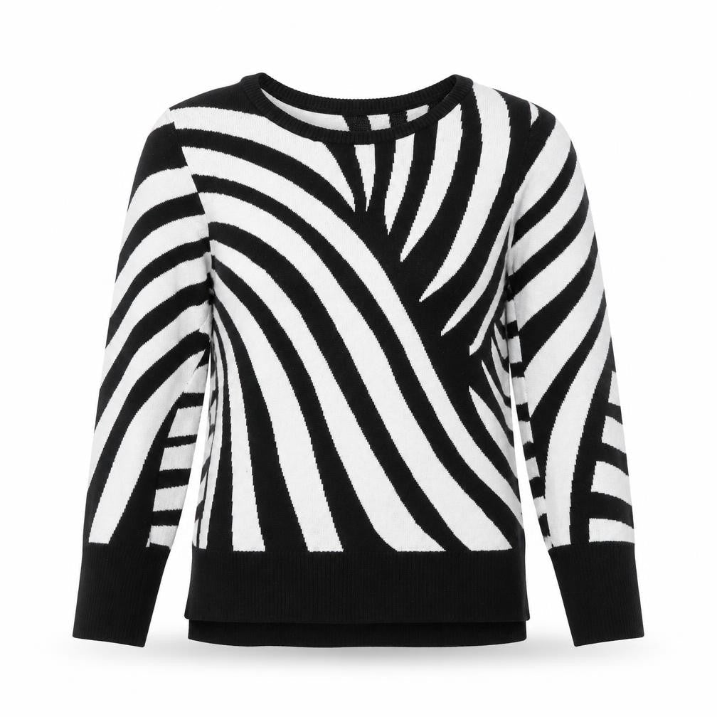 bpc Selection Women’s Black White Jumper Zebra Print Long Sleeve Size S