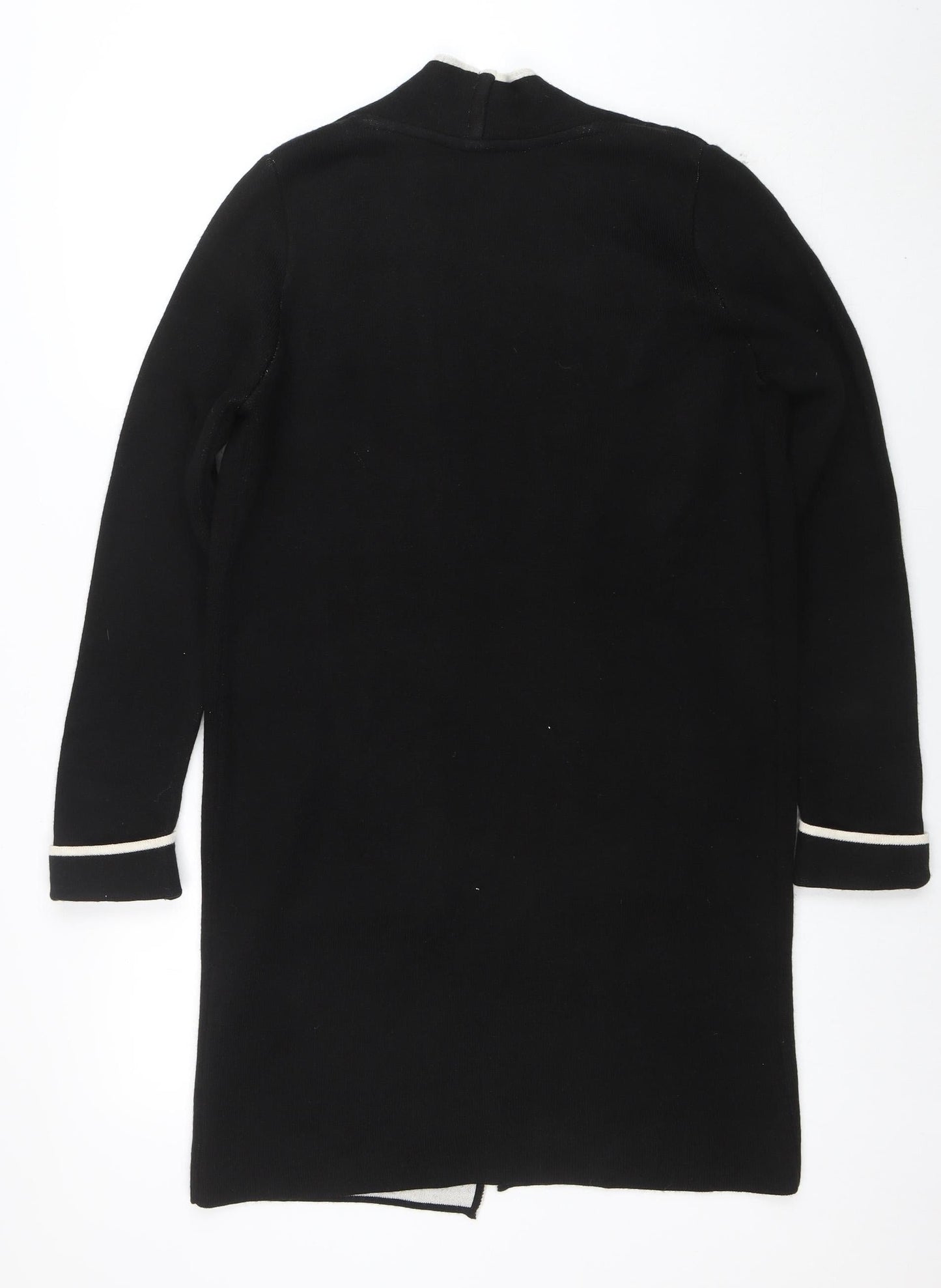 Wallis Womens Black Long Cardigan with White Trim Size S