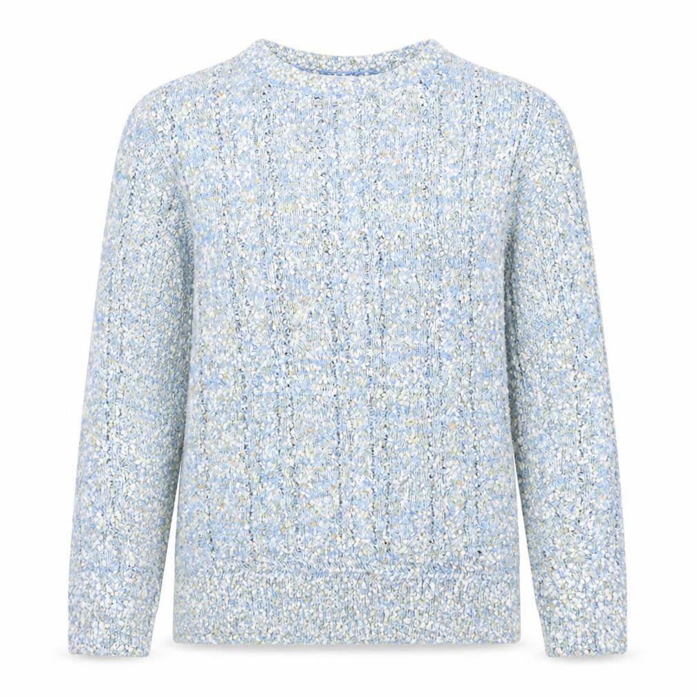 Isle Women's Blue Chunky-Knit Crew Neck Pullover Jumper Size S