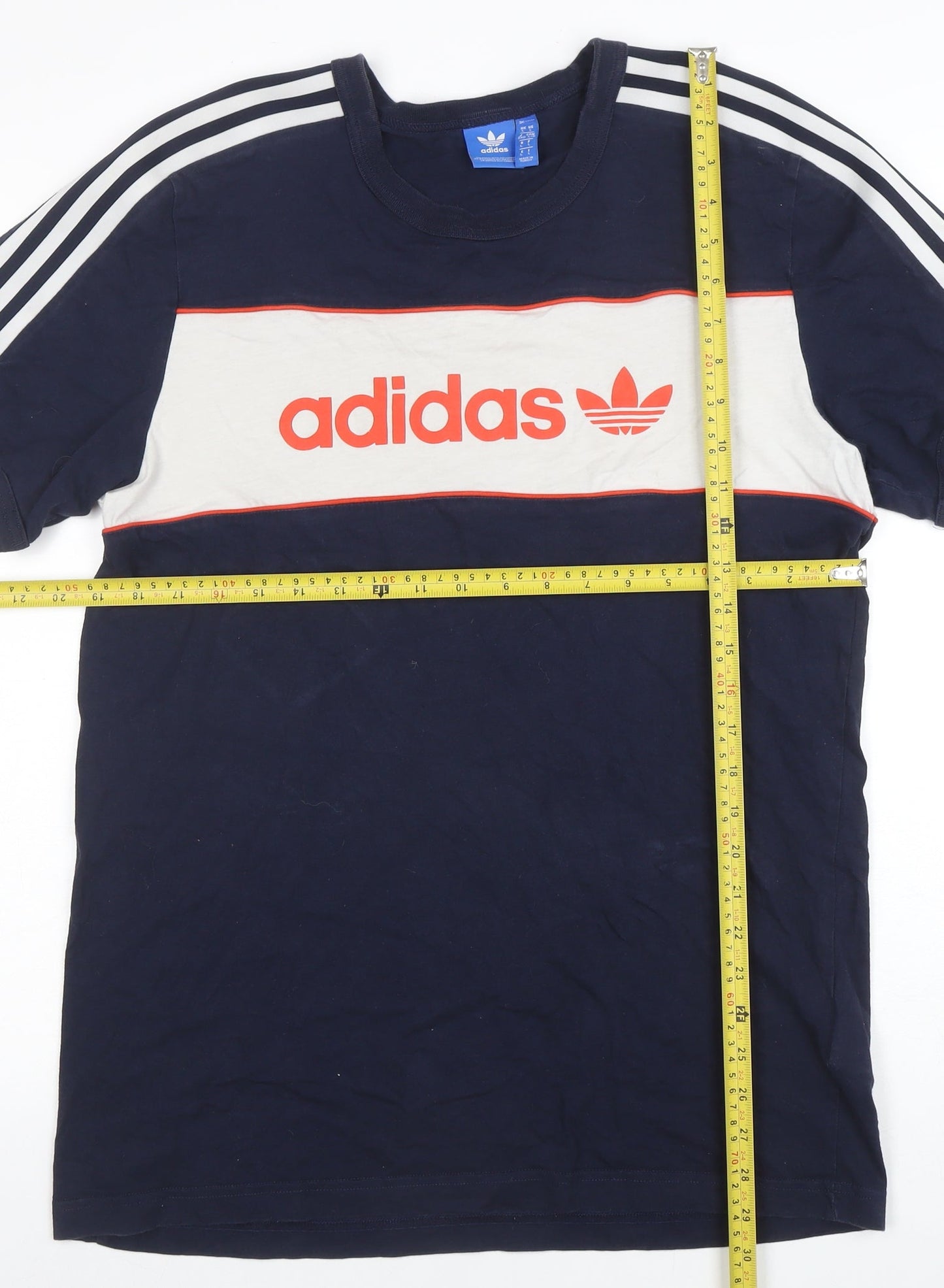 Adidas Men's Blue Colourblock Retro Logo T-Shirt Size L