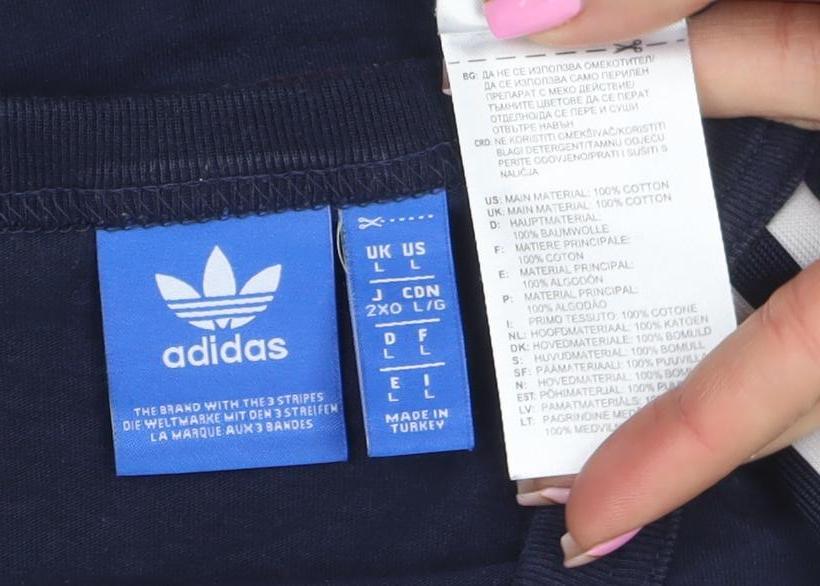 Adidas Men's Blue Colourblock Retro Logo T-Shirt Size L