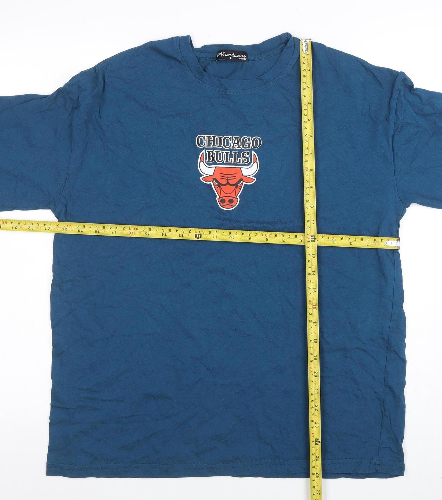 Alundance Basics Men Blue Chicago Bulls Graphic T-Shirt L Regular Fit