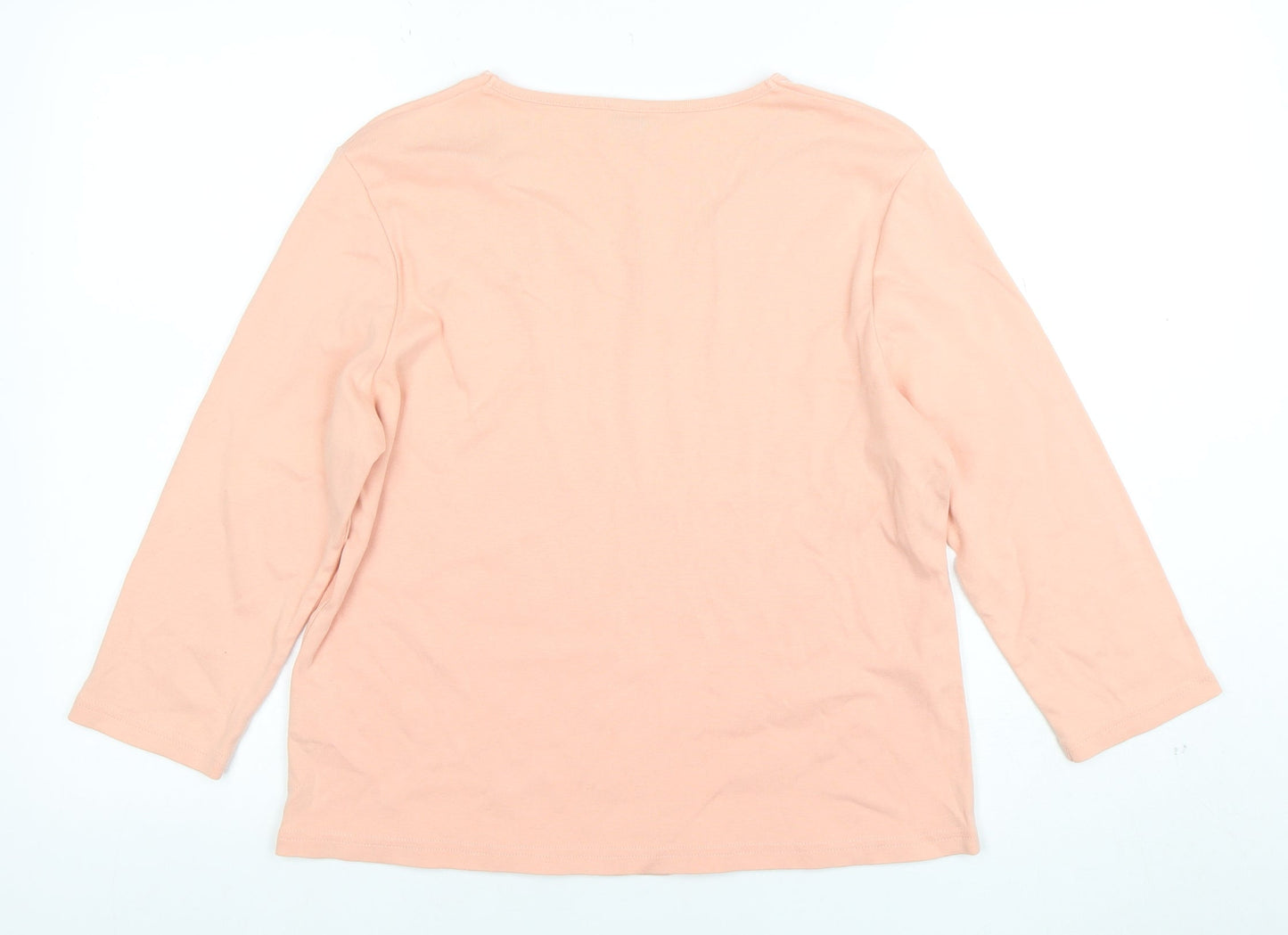 Eastex Women's Pink 3/4 Sleeve Cotton Embroidered Top Size L