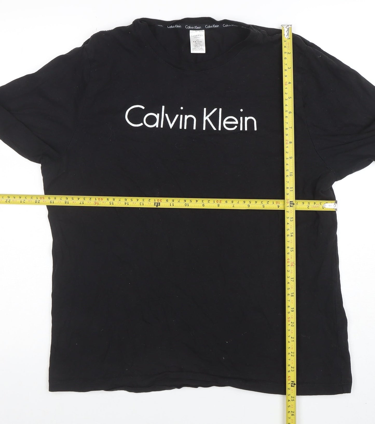 Calvin Klein Men's Black Long Sleeve Crew Neck Logo T-Shirt Size L