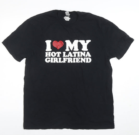 Gildan Men's Black Funny Graphic Cotton T-Shirt Size L