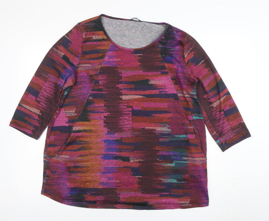 Roman Women’s Multicoloured Size 16 Tunic Top 3/4 Sleeve Scoop Neck