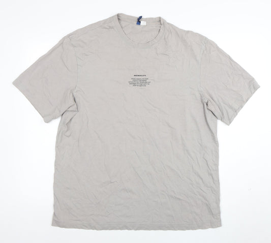 H&M Divided Men's Beige Graphic Print Cotton T-Shirt Size L