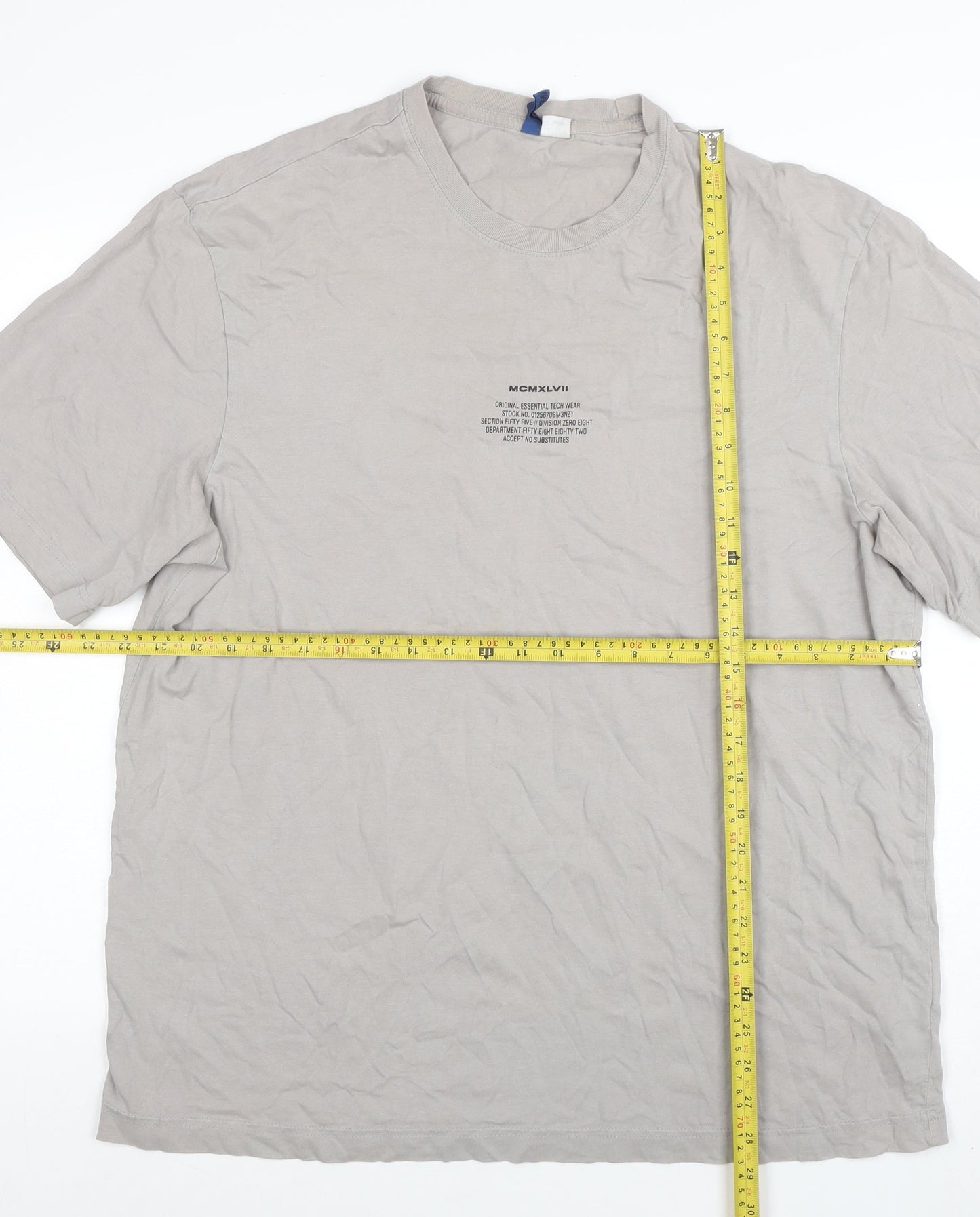 H&M Divided Men's Beige Graphic Print Cotton T-Shirt Size L