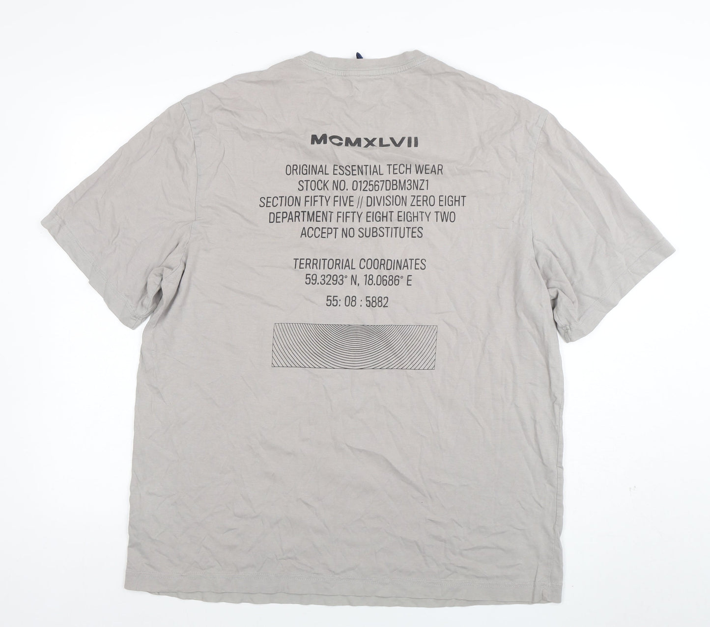 H&M Divided Men's Beige Graphic Print Cotton T-Shirt Size L