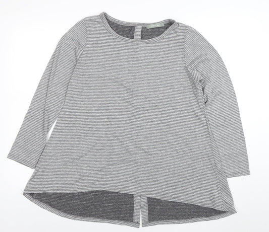 Coin 1804 Womens Grey Striped Long Sleeve Jersey T-Shirt Size M