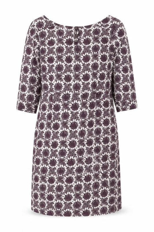 White Stuff Women's Brown Floral Cotton Shift Dress Size 12