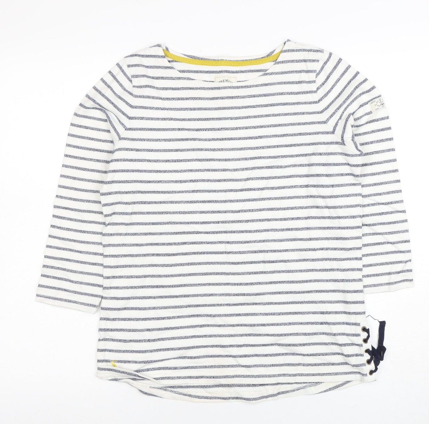 Joules Women's Blue Striped 3/4 Sleeve Boat Neck Cotton Top Size 12