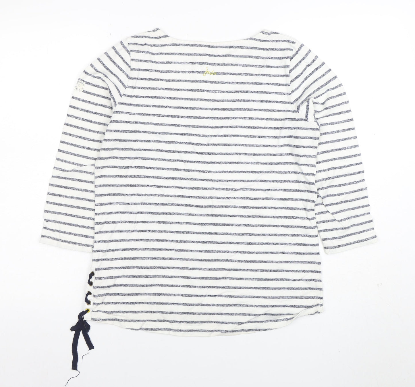 Joules Women's Blue Striped 3/4 Sleeve Boat Neck Cotton Top Size 12