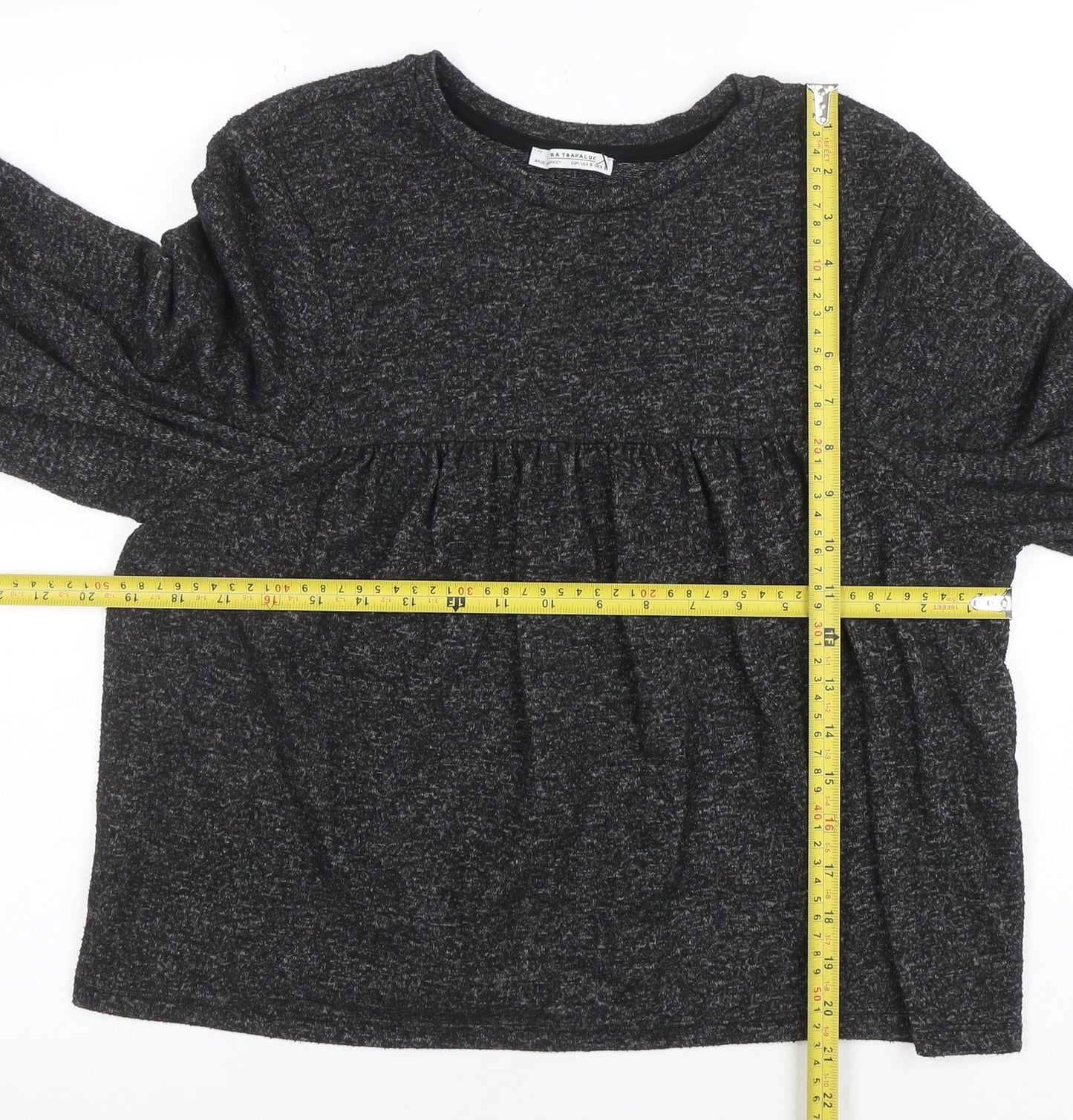 ZARA TRF Women’s Grey Knit Pullover Jumper Size 8 Balloon Sleeve