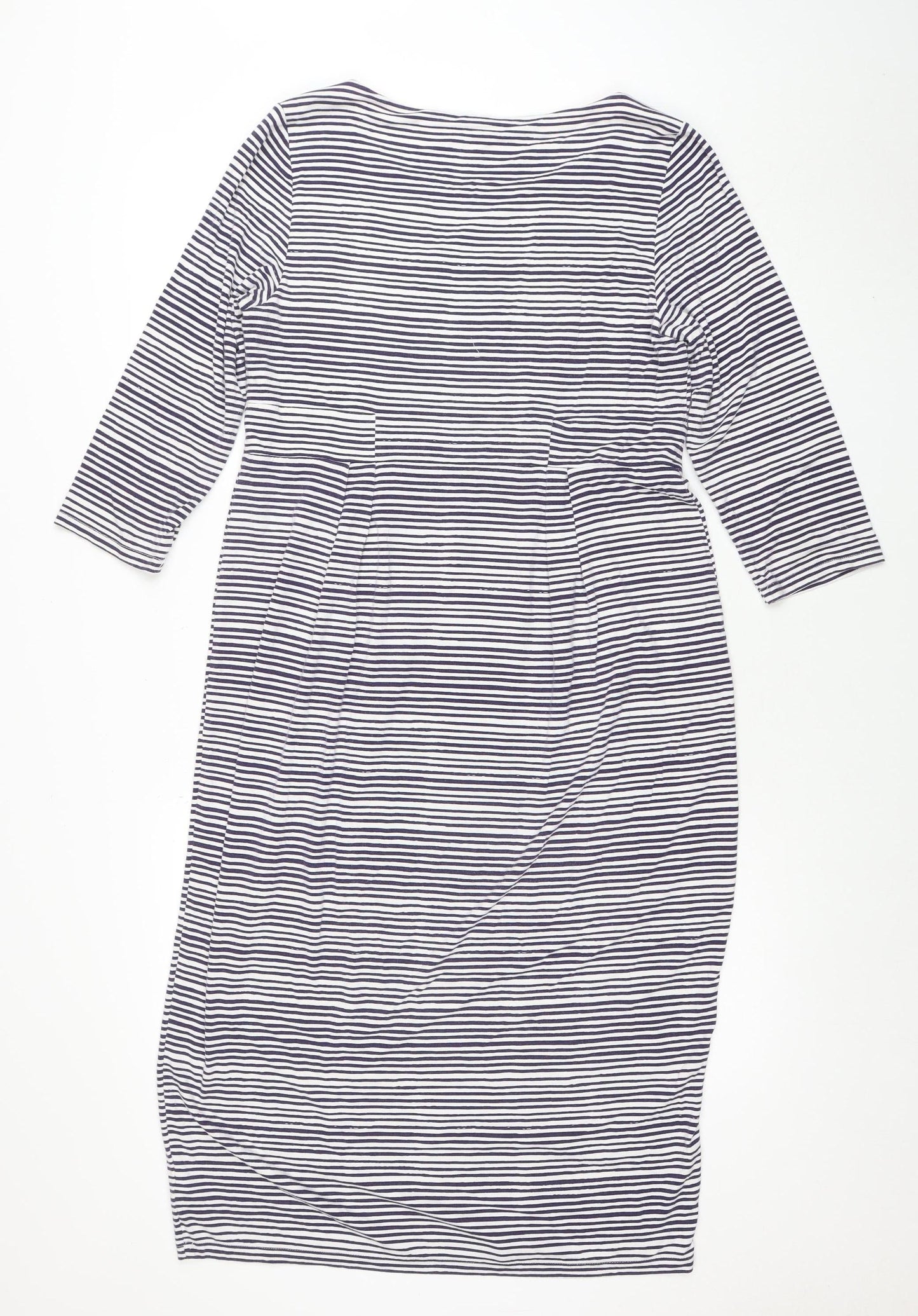 Joules Women’s Blue Striped 3/4 Sleeve Cotton Shift Dress Size 14