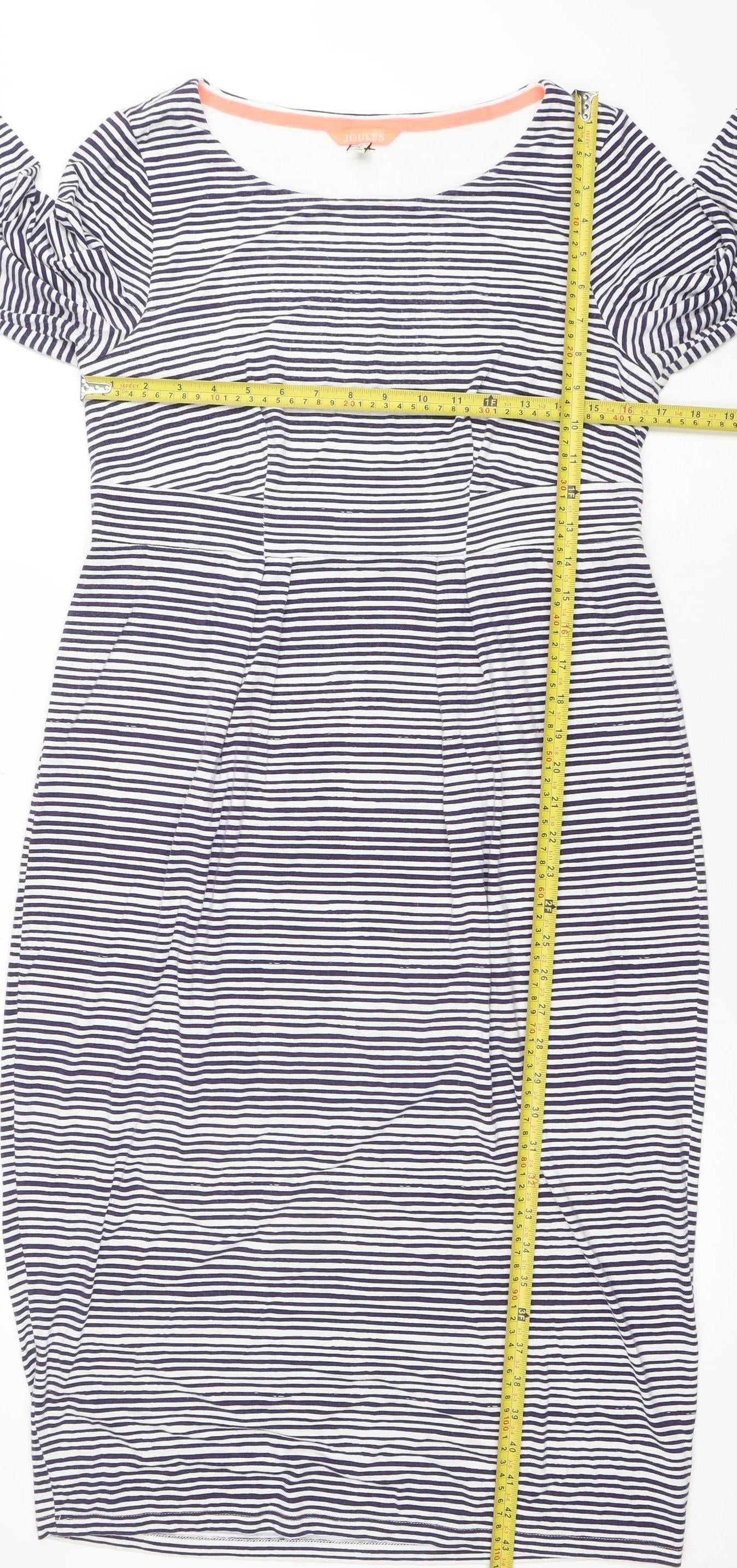 Joules Women’s Blue Striped 3/4 Sleeve Cotton Shift Dress Size 14