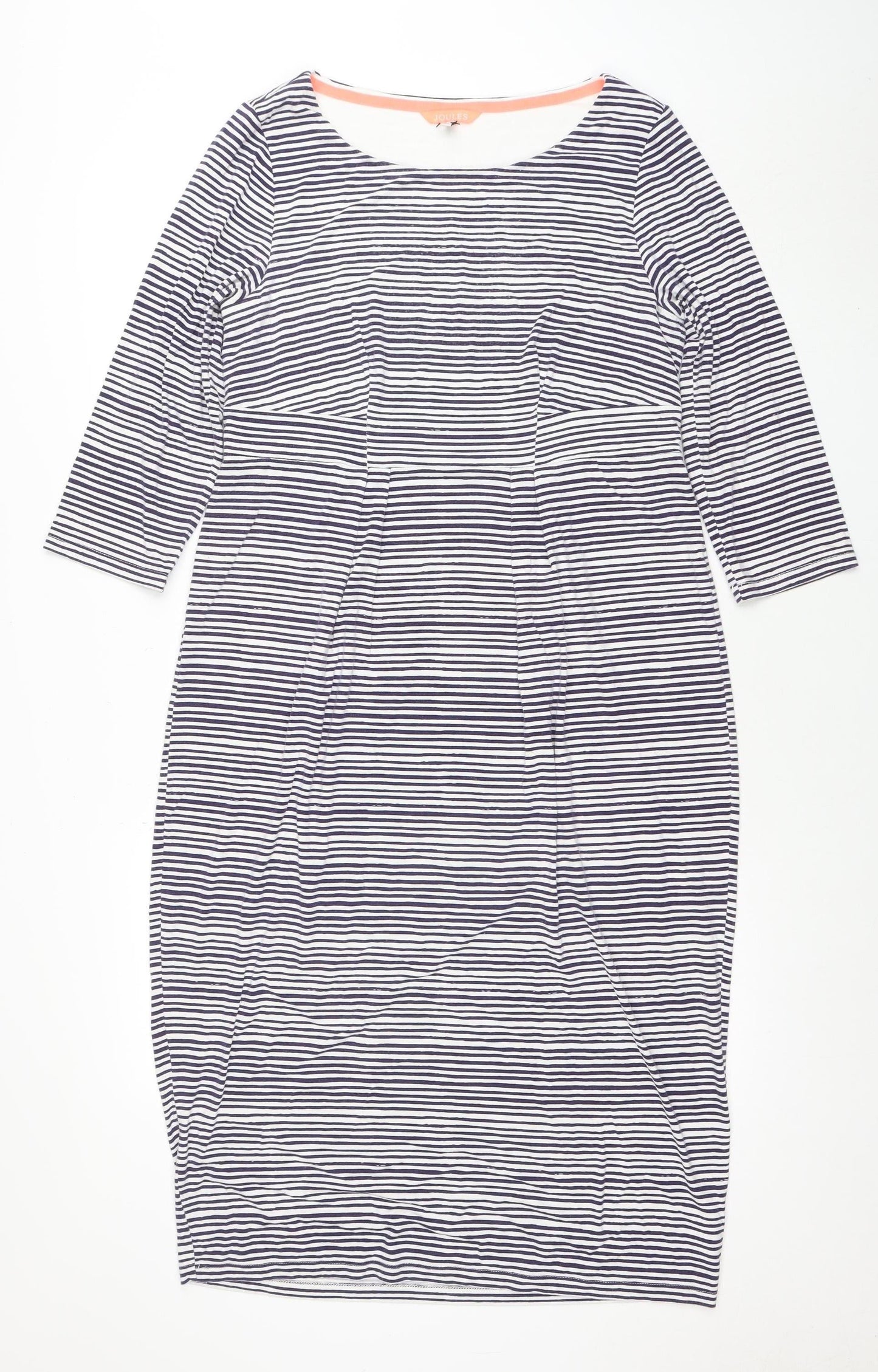 Joules Women’s Blue Striped 3/4 Sleeve Cotton Shift Dress Size 14