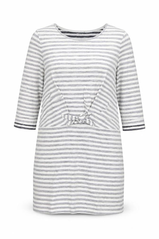 Dash Women’s White & Navy Striped Cotton Tie Front Shift Dress Size 16