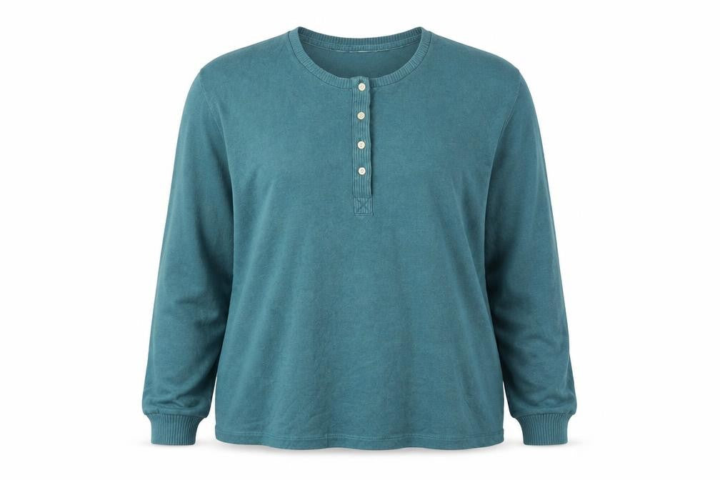 FatFace Womens Teal Cotton Henley Jumper Size 10 Long Sleeve