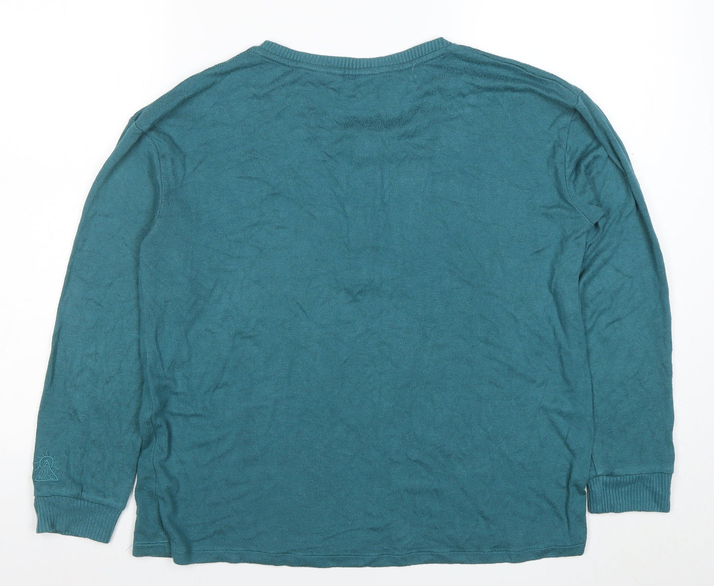 FatFace Womens Teal Cotton Henley Jumper Size 10 Long Sleeve