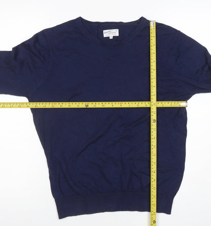Back view of GANT Men's Blue Cotton Crew Neck jumper, size S