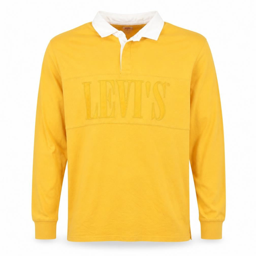 Levi's Men's Yellow Long Sleeve Polo Shirt XL Relaxed Fit Classic Cotton