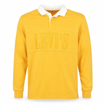 Levi's Men's Yellow Long Sleeve Polo Shirt XL Relaxed Fit Classic Cotton