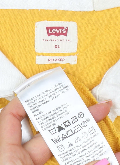 Levi's Men's Yellow Long Sleeve Polo Shirt XL Relaxed Fit Classic Cotton