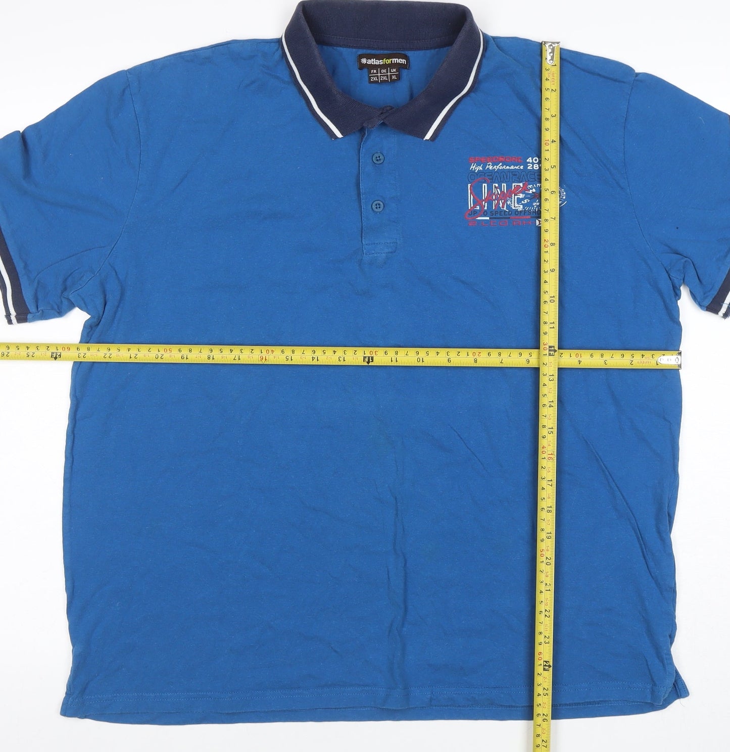 Atlas For Men Blue 2XL Cotton Polo Shirt Short Sleeve