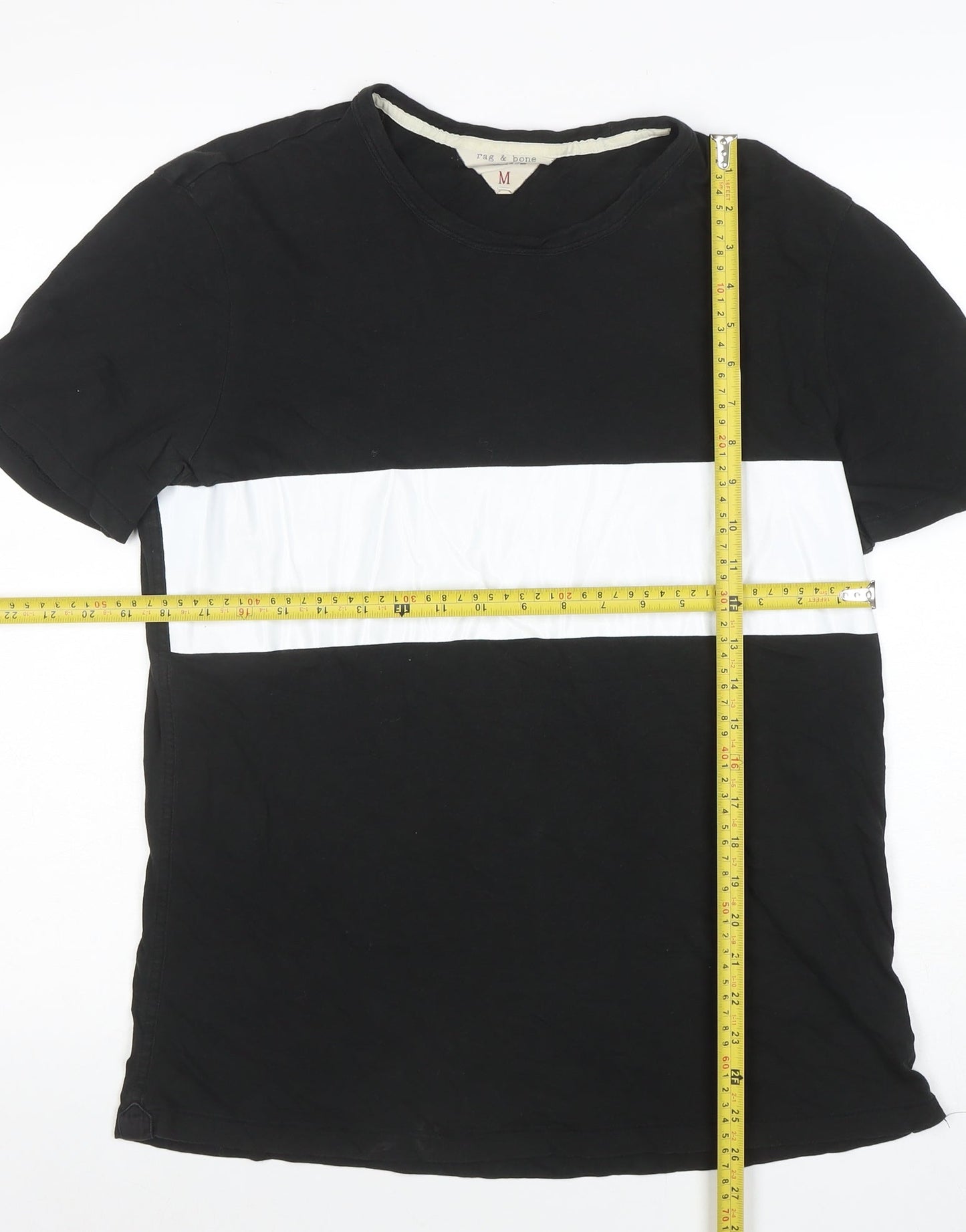 Rag & Bone Men's Black Colourblock Cotton T-Shirt Size M