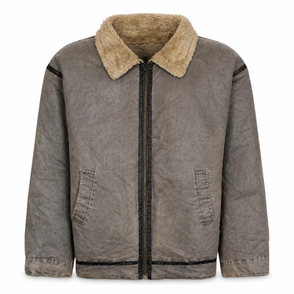 McGarland Men's Brown Faux Leather Bomber Jacket 2XL Lined Winter Coat