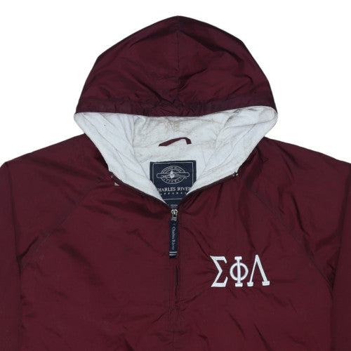 Charles River Apparel Men's Red Hooded 1/4 Zip Anorak Jacket Size M