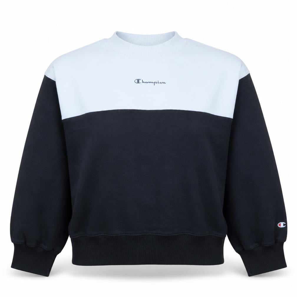 Champion Women Black & White Colourblock Crew Neck Sweatshirt Medium