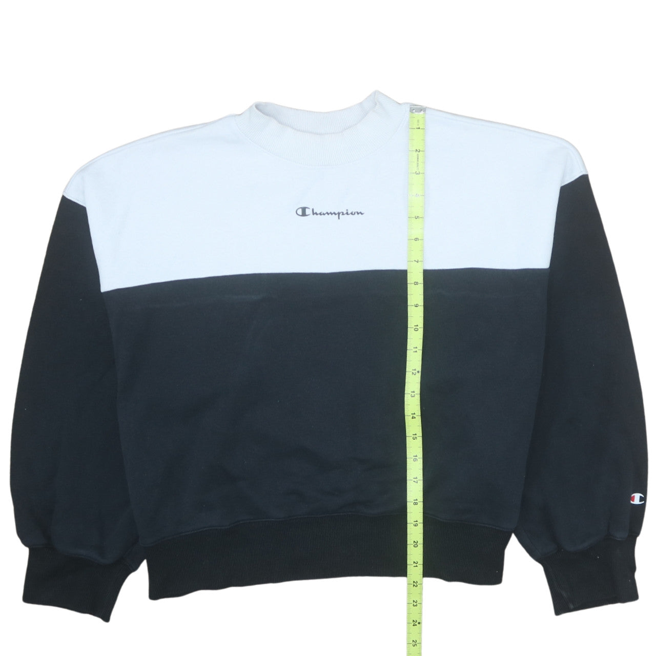 Champion Women Black & White Colourblock Crew Neck Sweatshirt Medium
