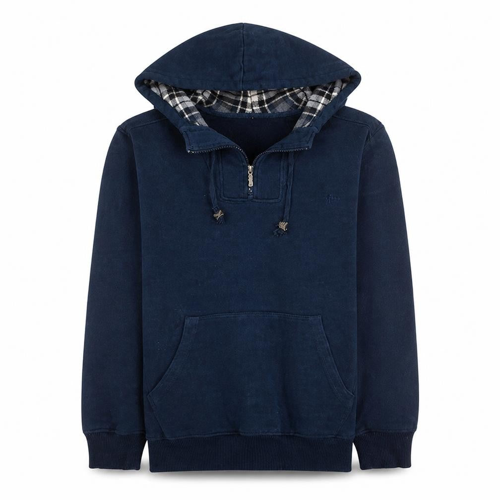 Lee Cooper Men's Blue L 1/4 Zip Hooded Sweatshirt Regular Fit