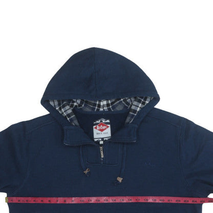 Back view of Lee Cooper Men's Blue L 1/4 Zip Hooded Sweatshirt Regular Fit