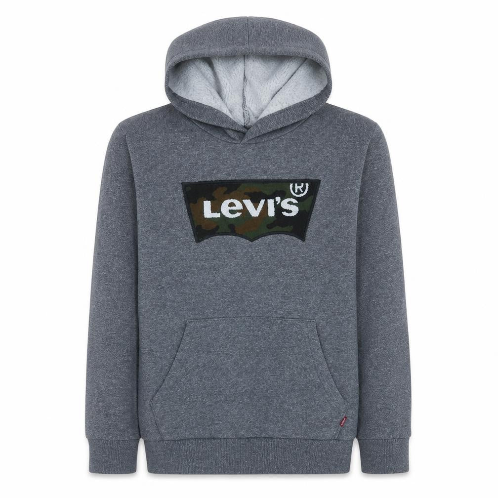 Levi's Boys Grey Pullover Hoodie 16 Years Camo Logo Fleece Sweatshirt