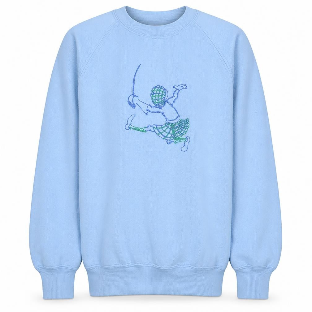 Russell Boys Blue Crew Neck Pullover Sweatshirt 11-12 Years Wallace Fencing Academy