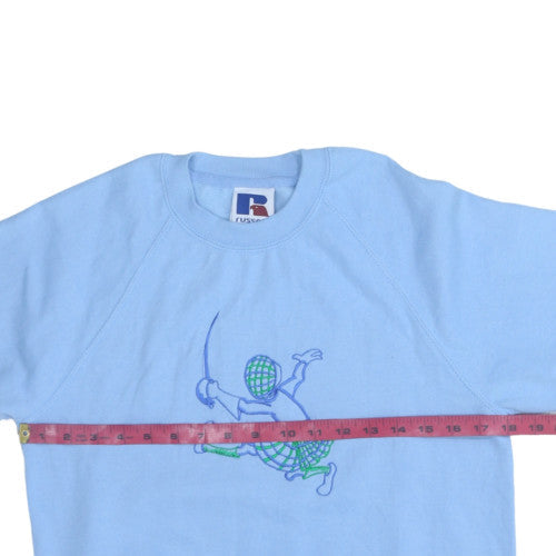 Russell Boys Blue Crew Neck Pullover Sweatshirt 11-12 Years Wallace Fencing Academy
