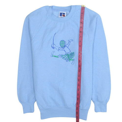 Russell Boys Blue Crew Neck Pullover Sweatshirt 11-12 Years Wallace Fencing Academy